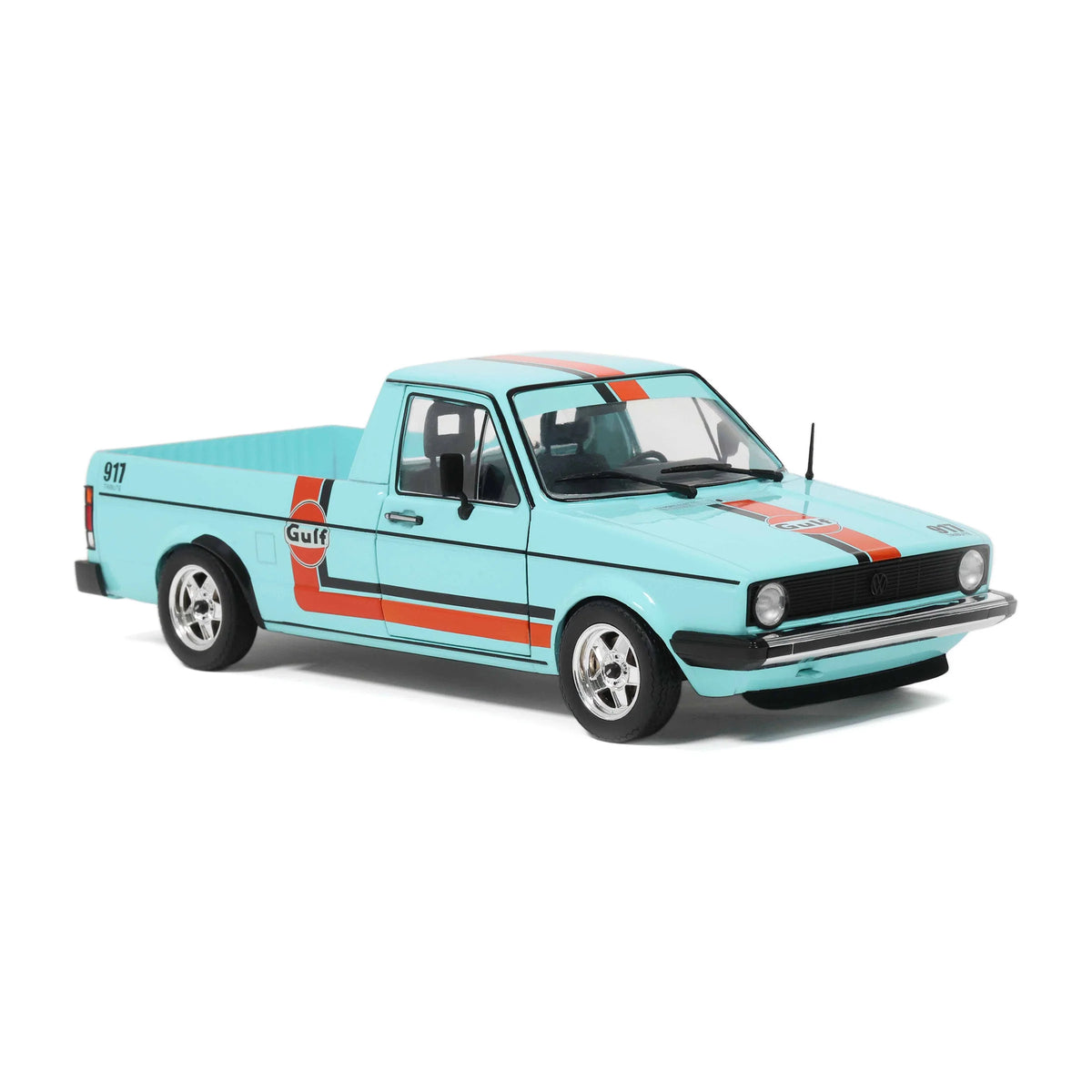 Solido 1982 Volkswagen MK 1 Caddy Pickup Oil Service Gulf Livery Blue 1:18