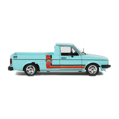 Solido 1982 Volkswagen MK 1 Caddy Pickup Oil Service Gulf Livery Blue 1:18