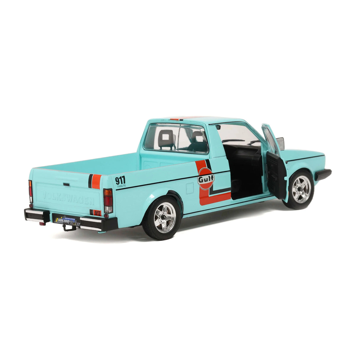 Solido 1982 Volkswagen MK 1 Caddy Pickup Oil Service Gulf Livery Blue 1:18