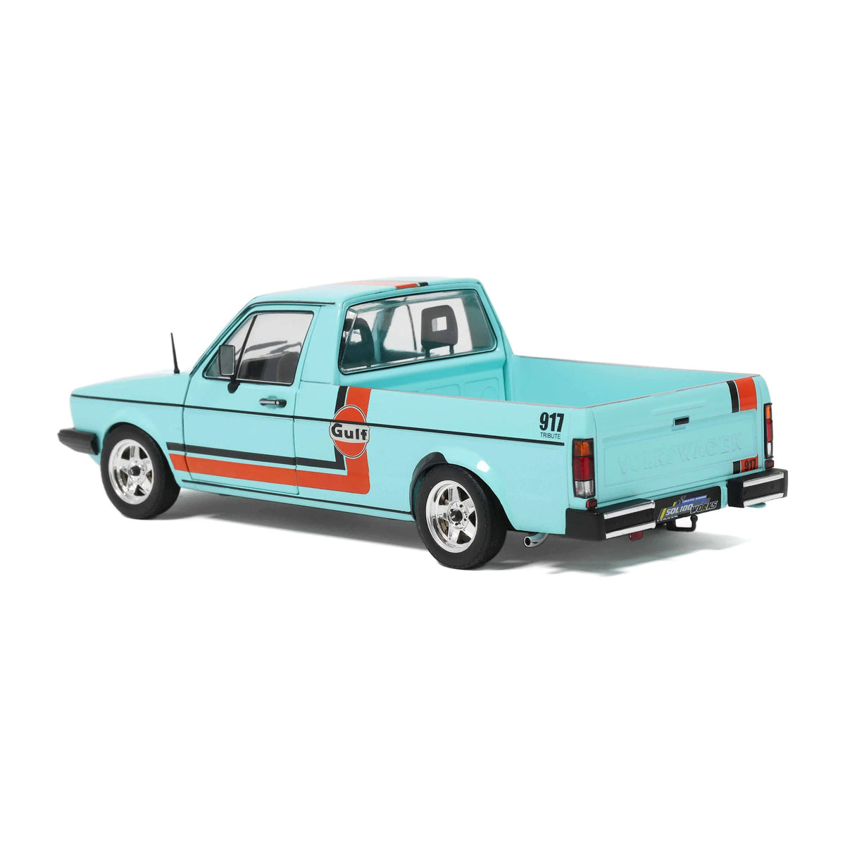 Solido 1982 Volkswagen MK 1 Caddy Pickup Oil Service Gulf Livery Blue 1:18