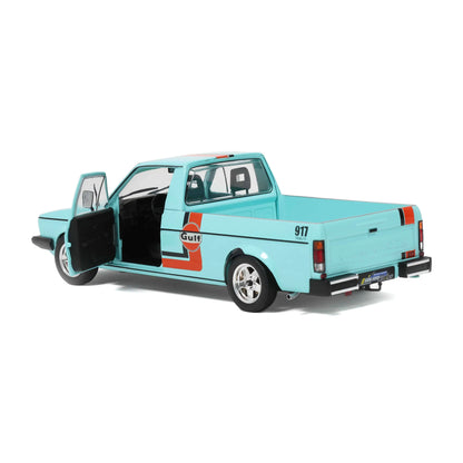 Solido 1982 Volkswagen MK 1 Caddy Pickup Oil Service Gulf Livery Blue 1:18