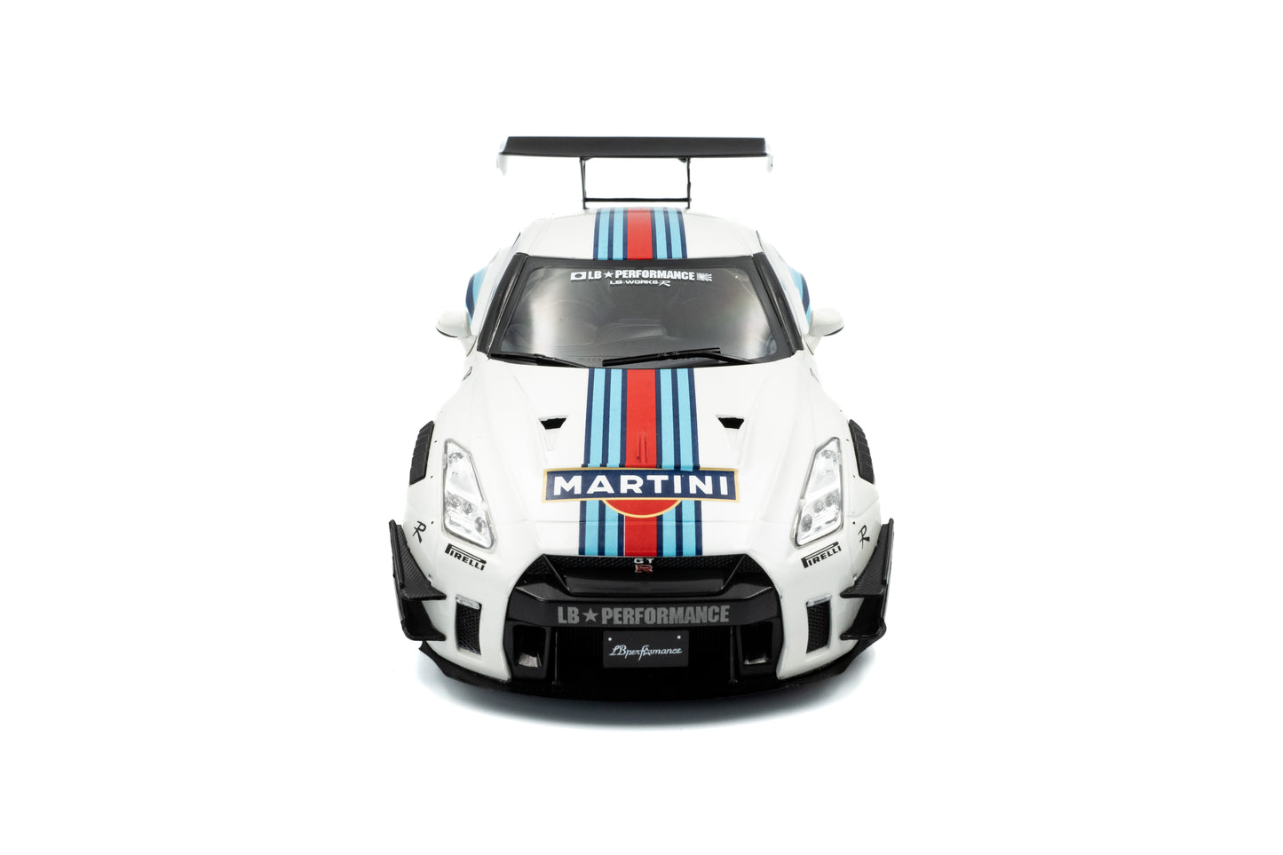 Solido 2024 Nissan GT-R (R35) W/ Liberty Walk Body Kit 2.0 Martini White 1:18