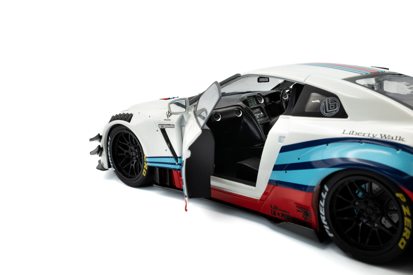Solido 2024 Nissan GT-R (R35) W/ Liberty Walk Body Kit 2.0 Martini White 1:18