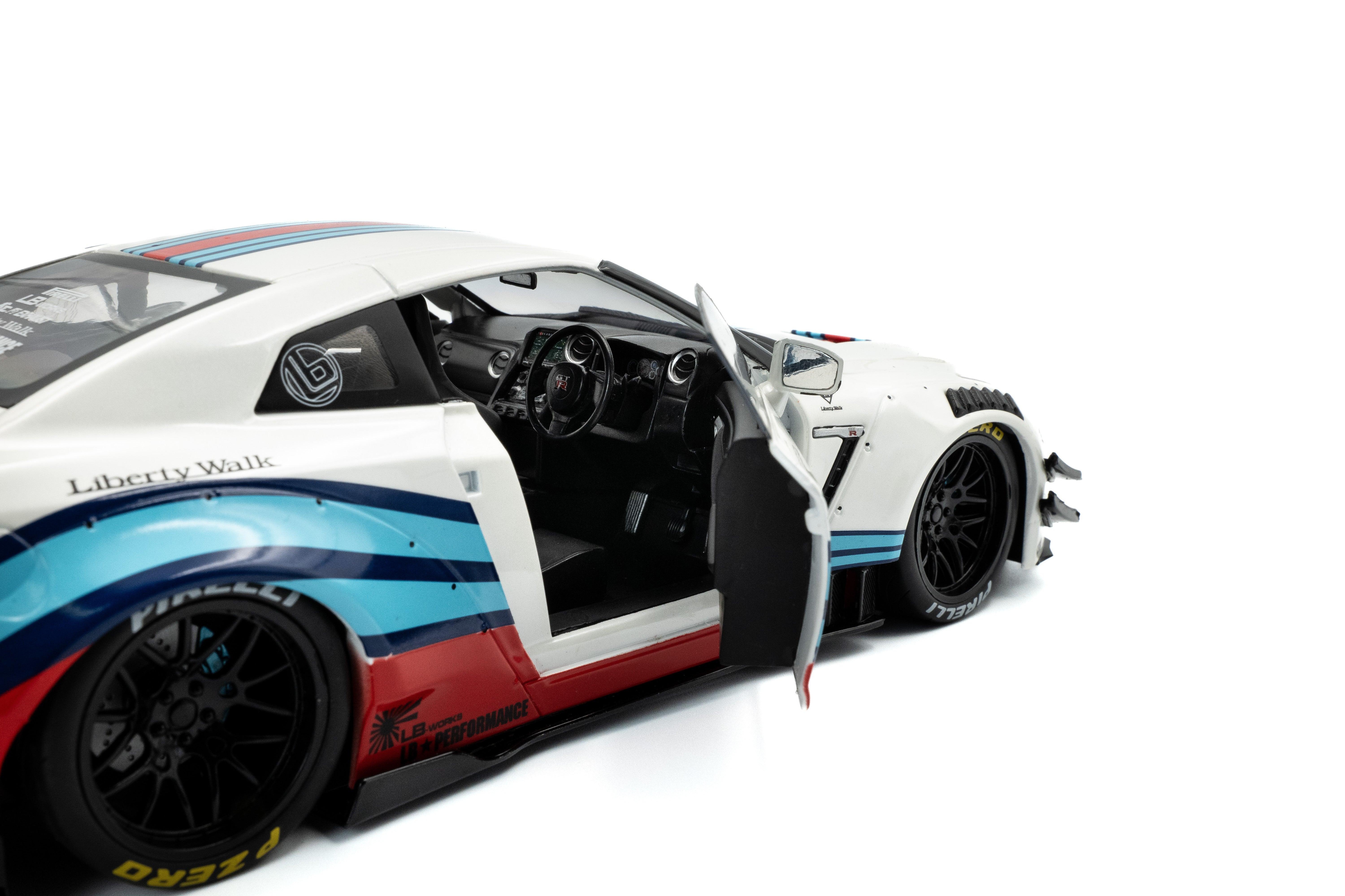 Solido 2024 Nissan GT-R (R35) W/ Liberty Walk Body Kit 2.0 Martini Whi