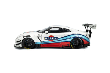 Solido 2024 Nissan GT-R (R35) W/ Liberty Walk Body Kit 2.0 Martini White 1:18