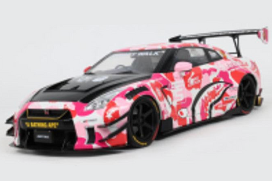 Solido 2024 Nissan GT-R (R35) W/ Liberty Walk Body Kit 2.0 Red Pink White 1:18