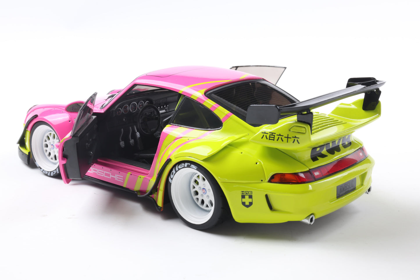 Solido 2024 Porsche 911 993 RWB Bodykit Pink & Yellow 1:18