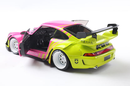 Solido 2024 Porsche 911 993 RWB Bodykit Pink & Yellow 1:18