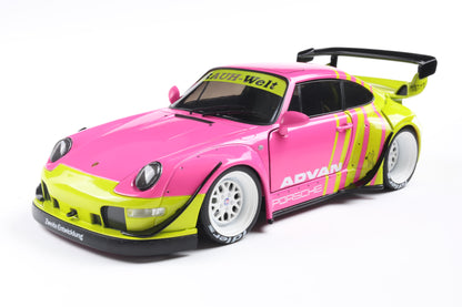 Solido 2024 Porsche 911 993 RWB Bodykit Pink & Yellow 1:18
