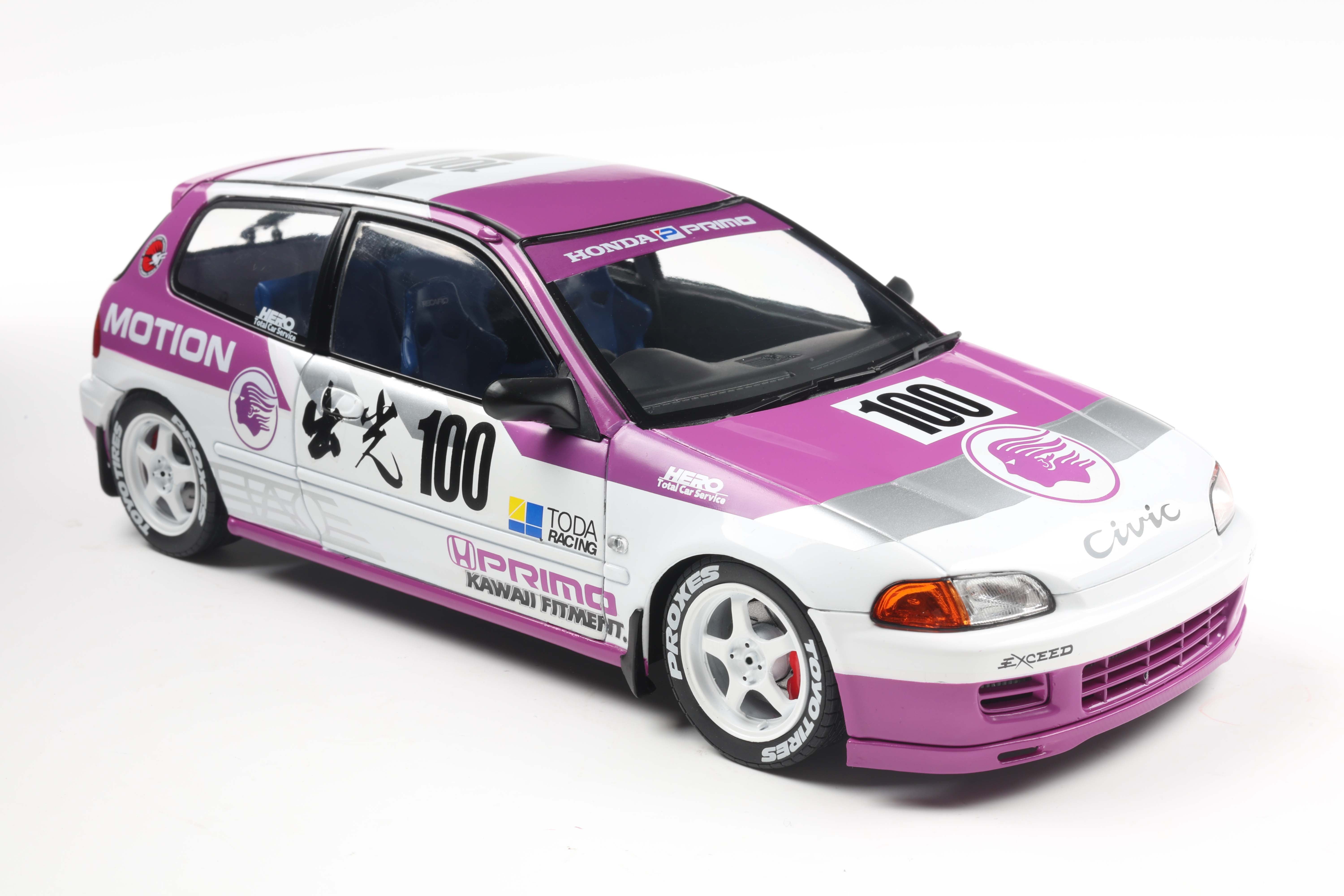 Solido 1991 Honda Civic EG6 Hatchback Kaido Racer White Purple 1