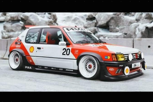 Solido 1990 Peugeot 205 GTI Black Fish M Tribute White & Red 1:18