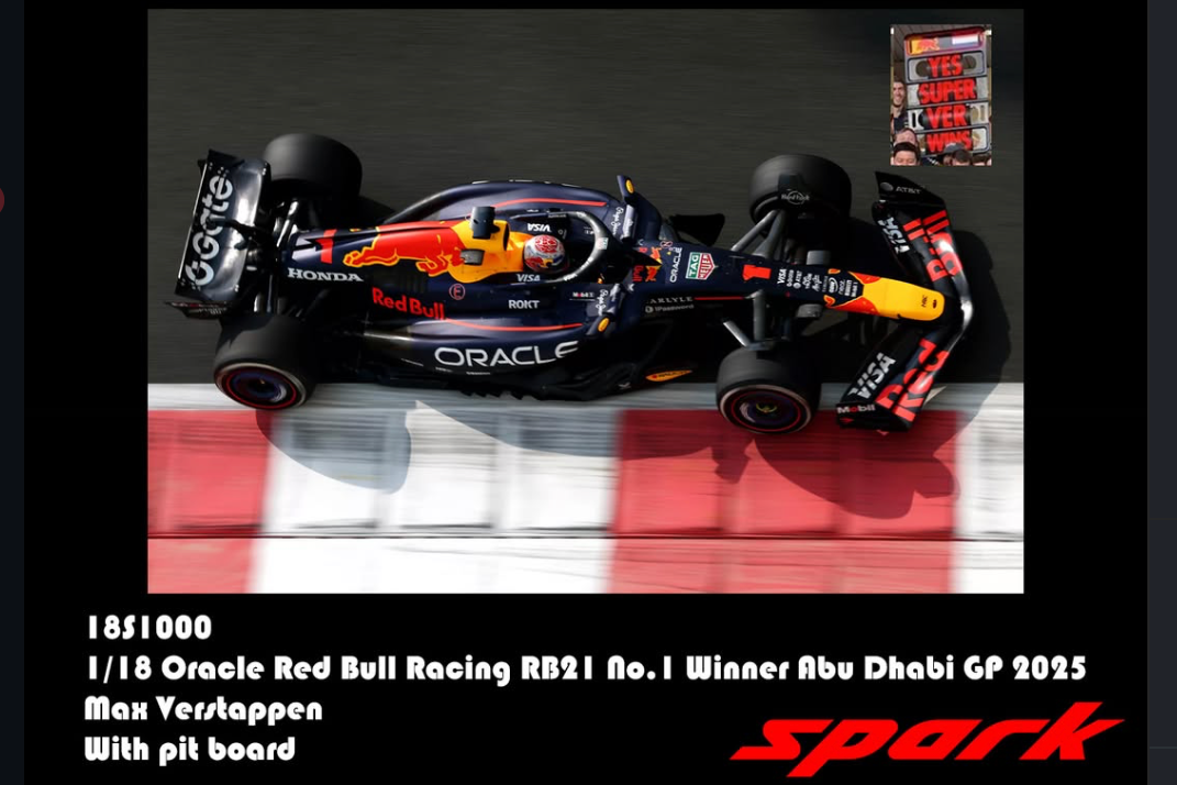 Spark-Model F1 RB21 Team Oracle Red Bull Racing #1 WINNER Abu Dhabi GP 2025 (Verstappen) 1:18