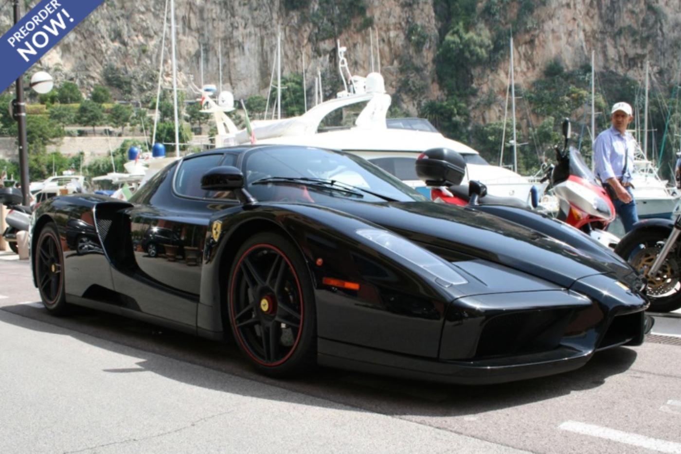 BBR 2004 Ferrari Enzo Ferrari Nero DS (Black) w/ Black & Red Wheels 1:18 LUXURY PACK