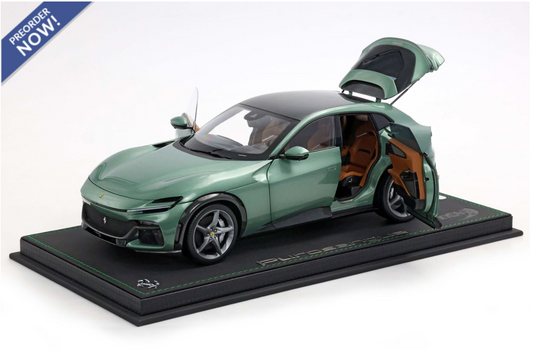 BBR 2023 Ferrari Purosangue Verde Dora (Light Green) WITH DISPLAY 1:18