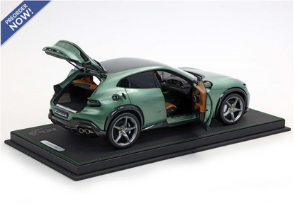 BBR 2023 Ferrari Purosangue Verde Dora (Light Green) WITH DISPLAY 1:18