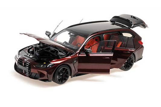 Minichamps BMW M3 Touring (G81) M Wagon Aventurine Red w/ Tartufo Interior 1:18