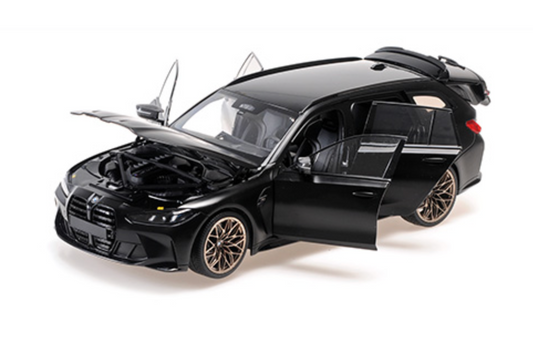 Minichamps BMW M3 Touring (G81) M Wagon Matte Black w/ Gold Mag Wheels 1:18