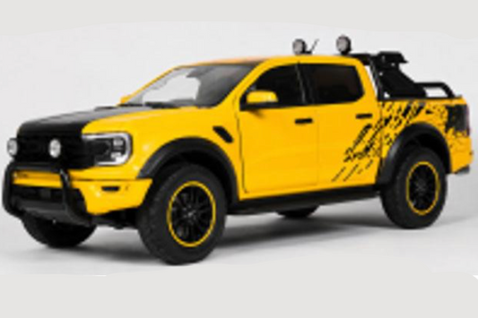 Solido 2024 Ford Ranger Raptor Crew Cab Pickup Truck Luxe Yellow Metallic 1:18