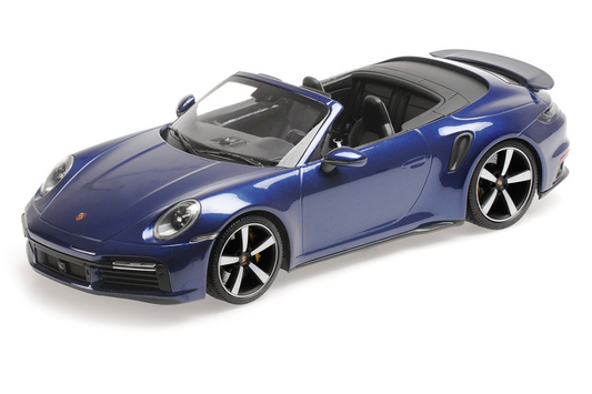 Minichamps 2020 Porsche 911 992.1 Turbo S Cabriolet Gentian Blue Metallic 1:18