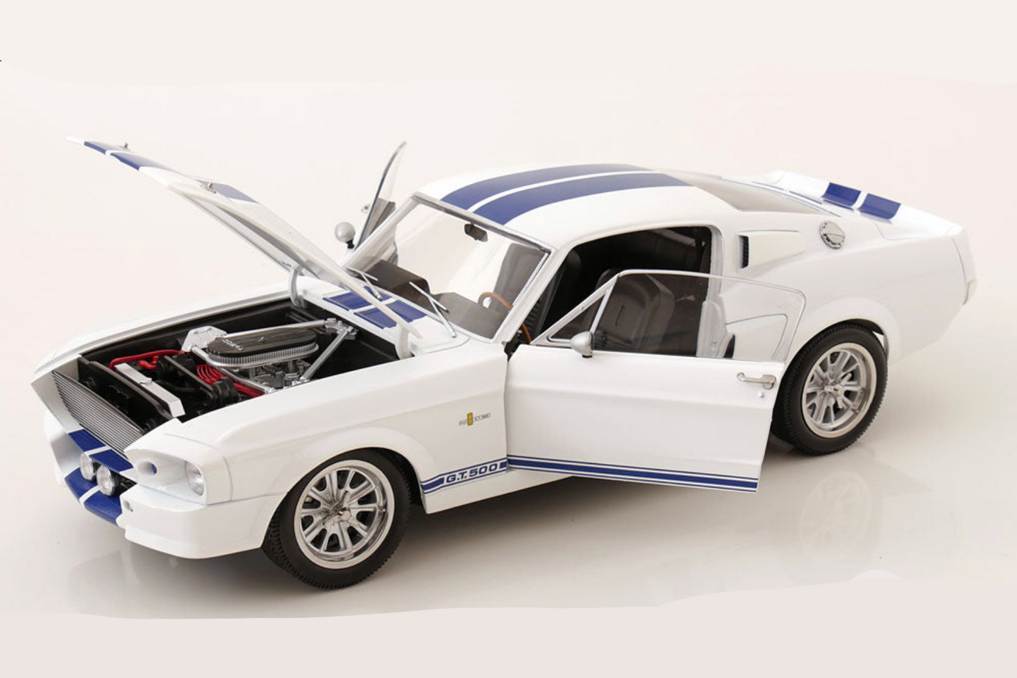 KK Scale 1967 Ford Mustang Shelby GT500 White w/ Blue Stripes 1:12