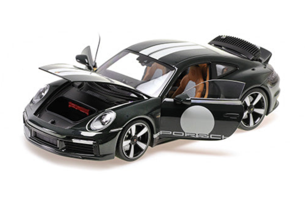Minichamps 2022 Porsche 911 992 Sport Classic Green Metallic w/ White Stripes 1:18