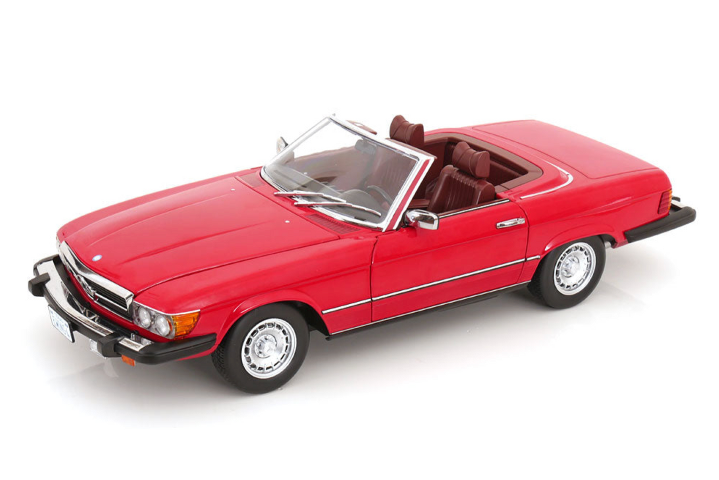 KK Scale 1985 Mercedes-Benz S Class 450 SL (R107) Convertible (Dallas TV Series) Red 1:12