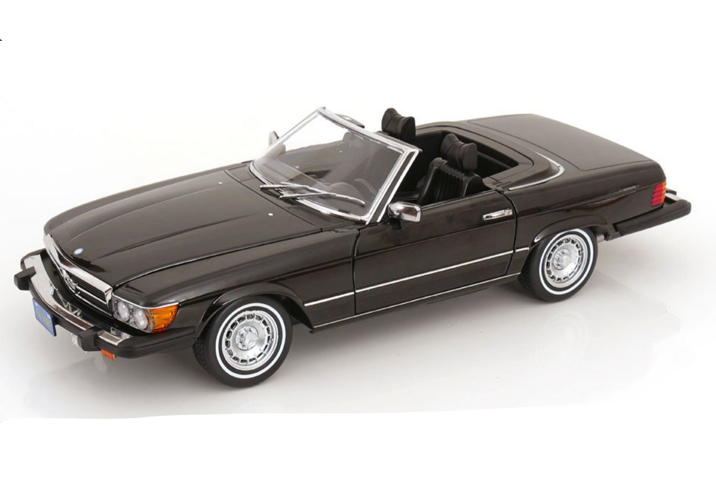 KK Scale 1985 Mercedes-Benz S Class 450 SL (R107) Convertible (American Gigilo) Black Metallic 1:12