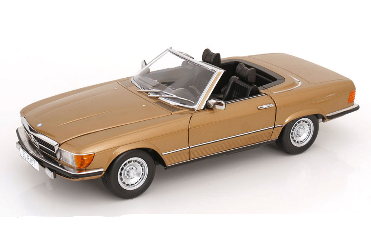 KK Scale 1985 Mercedes-Benz S Class 450 SL (R107) Convertible Gold Metallic 1:12