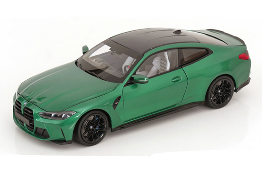 Minichamps 2024 BMW M4 Coupe (G82) w/ Carbon Roof Isle of Man Green Metallic 1:18