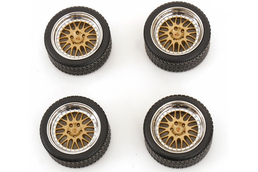 KK Scale BBS LM Gold Wheel and Tire Set 1:18