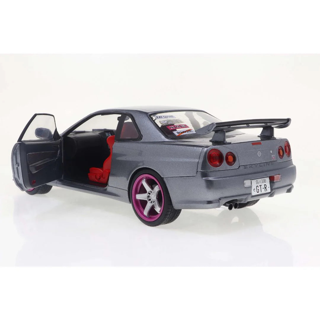 Solido 1999 Nissan Skyline GT-R (R34) Silver w/ Purple Accents 1:18