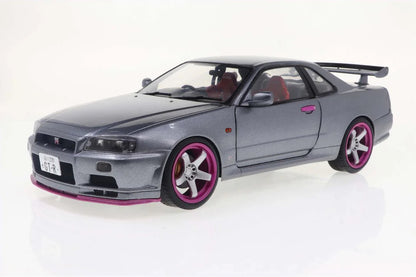 Solido 1999 Nissan Skyline GT-R (R34) Silver w/ Purple Accents 1:18