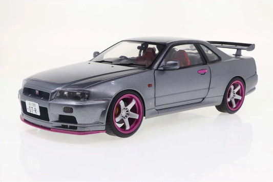 Solido 1999 Nissan Skyline GT-R (R34) Silver w/ Purple Accents 1:18