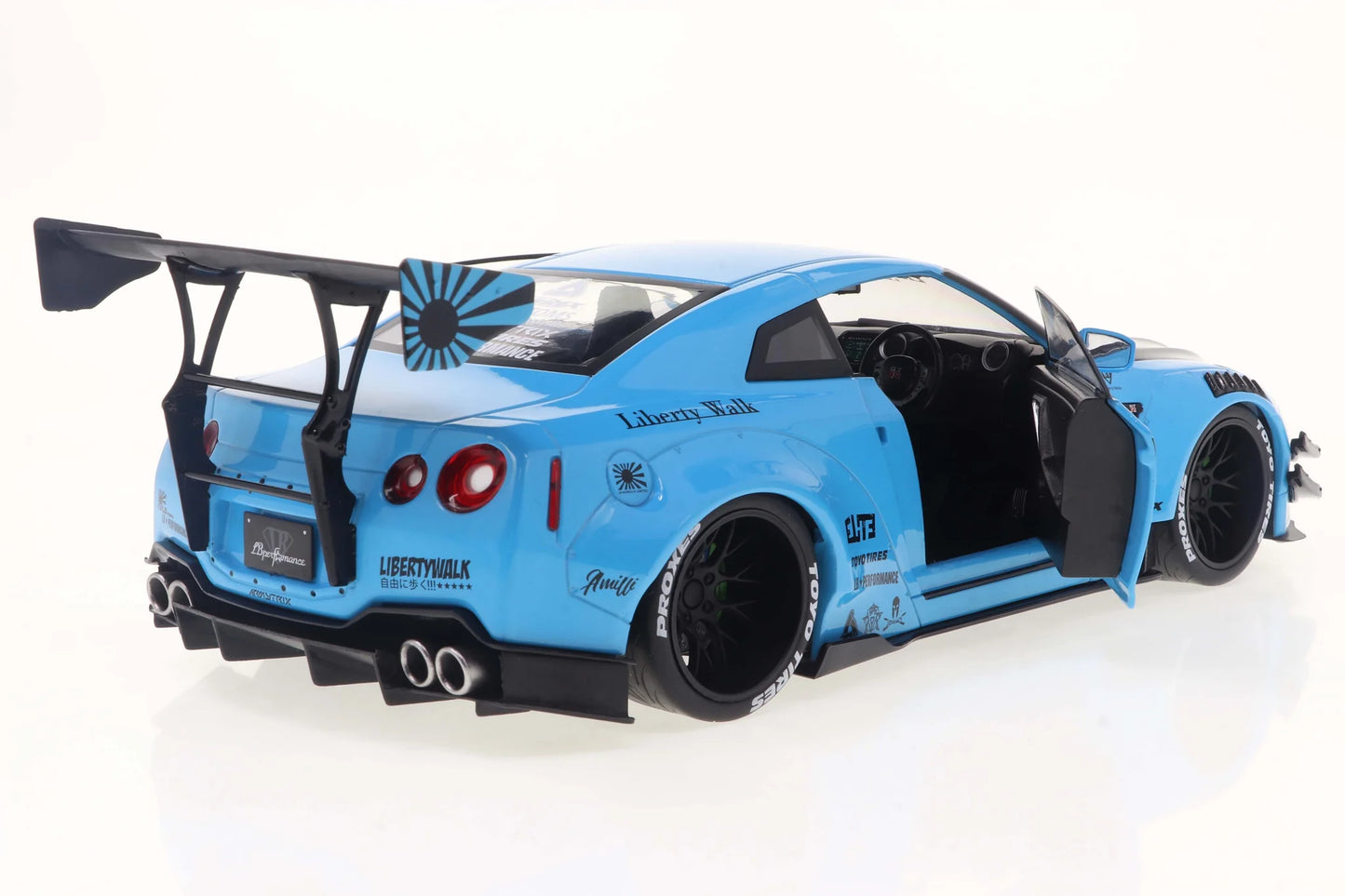 Solido 2024 Nissan GT-R (R35) W/ Liberty Walk Body Kit 2.0 Blue 1:18