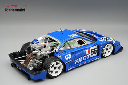 Tecnomodel Ferrari F40 LM 1996 Pilot Pen Racing #56 24hr Le Mans 1996 Blue w/ White Wheels 1:18