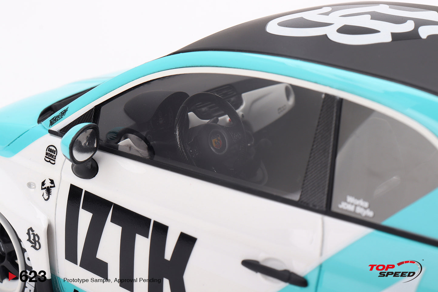 Topspeed Fiat Abarth 595 LB-Works x Abas Works IZTK Teal 1:18
