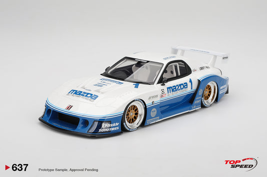 Topspeed Mazda RX-7 FD LB-Super Silhouette Liberty Walk White & Blue 1:18