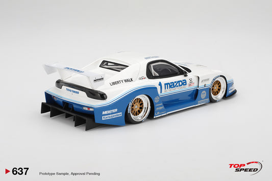 Topspeed Mazda RX-7 FD LB-Super Silhouette Liberty Walk White & Blue 1:18