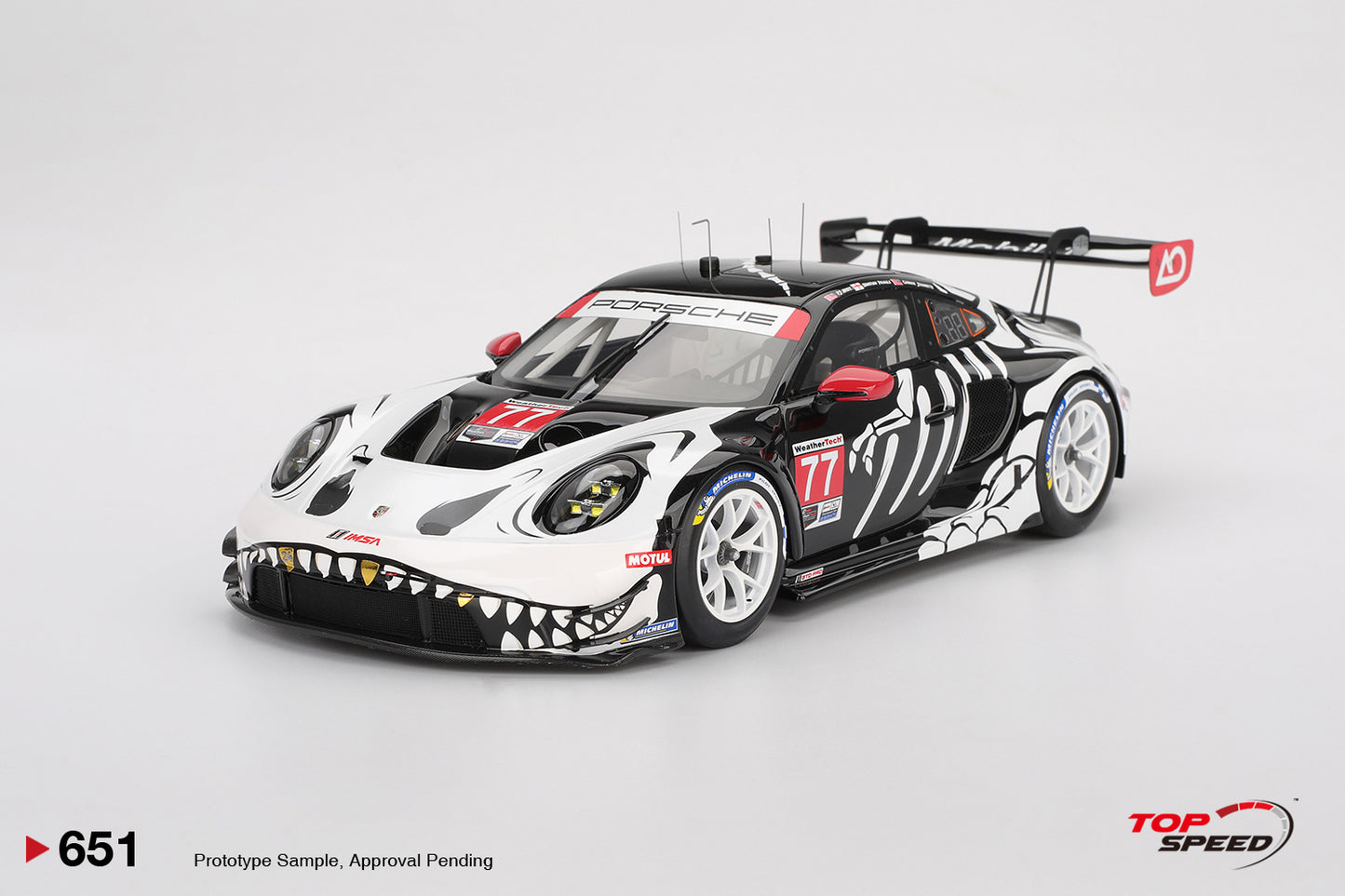 Topspeed Porsche 911 GT3 R (992) #77 Skeleton Rexy AO Racing IMSA Winner 2025 Petit Le Mans 1:18