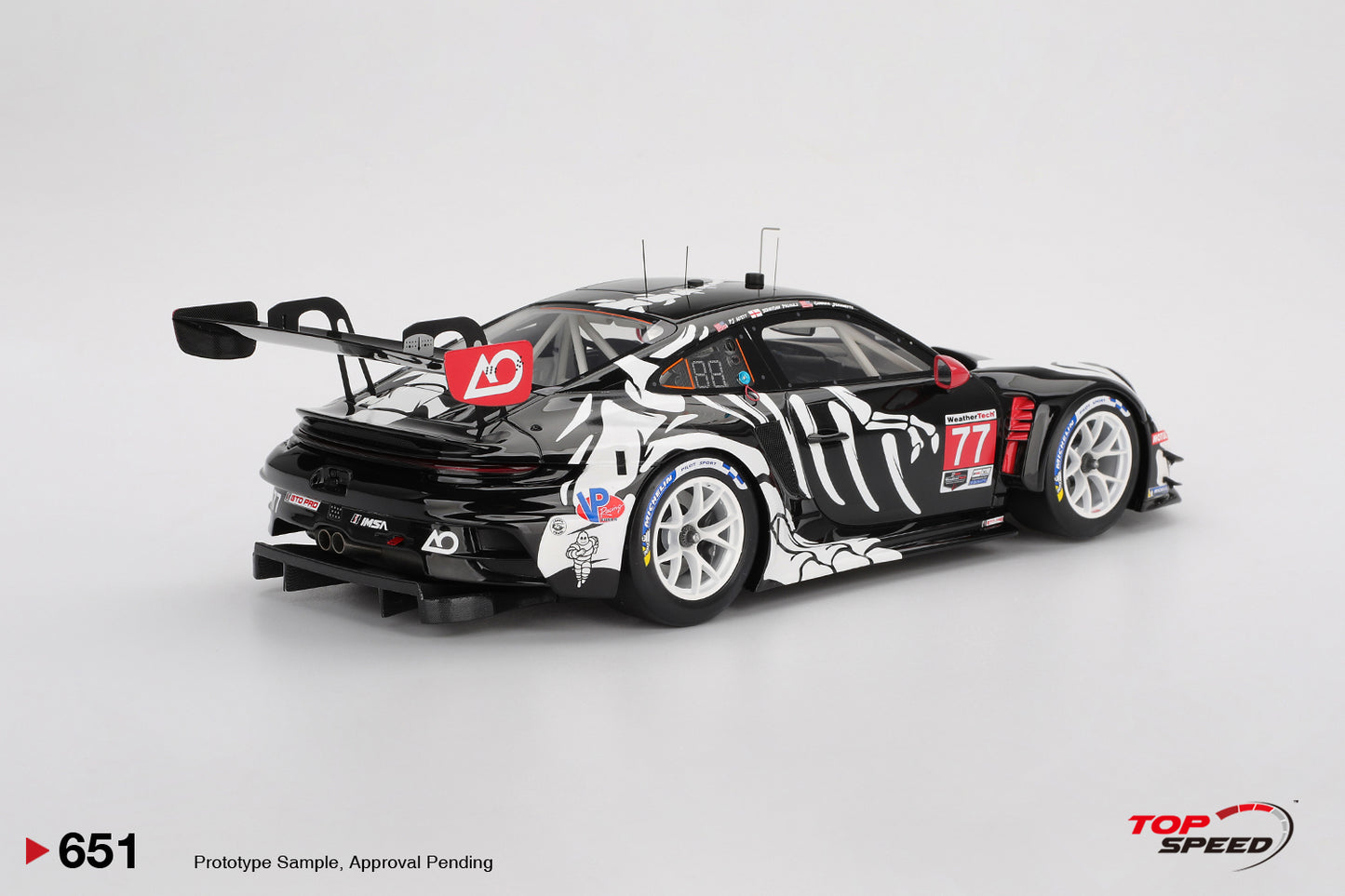 Topspeed Porsche 911 GT3 R (992) #77 Skeleton Rexy AO Racing IMSA Winner 2025 Petit Le Mans 1:18