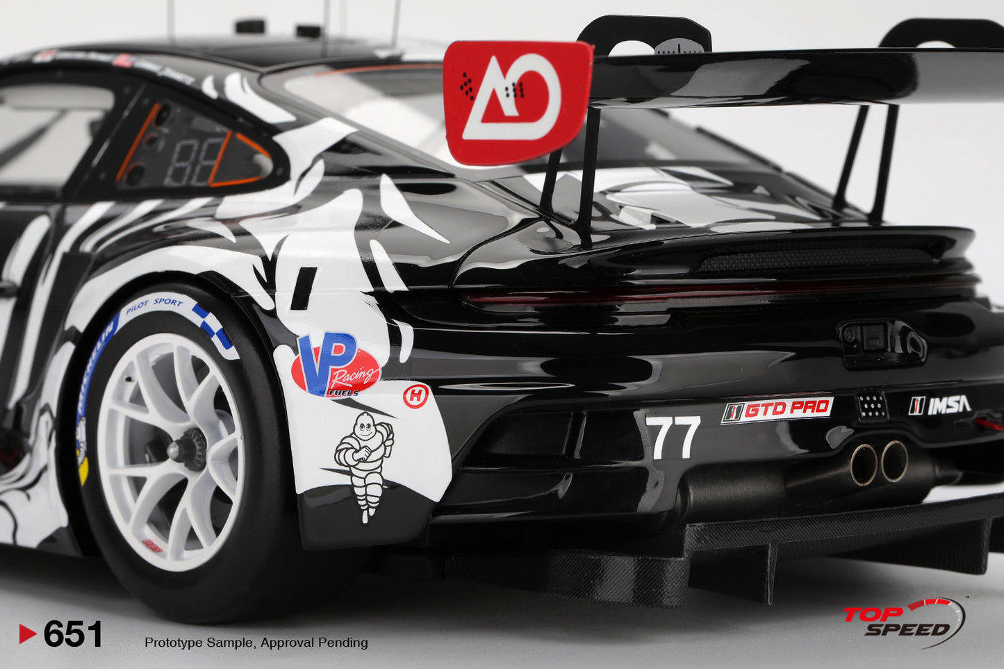 Topspeed Porsche 911 GT3 R (992) #77 Skeleton Rexy AO Racing IMSA Winner 2025 Petit Le Mans 1:18
