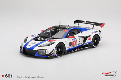 Topspeed Chevrolet Corvette C8 Z06 GT3.R #4 Corvette Racing by Pratt Miller Motorsports 2025 IMSA Sebring 12hrs 1:18
