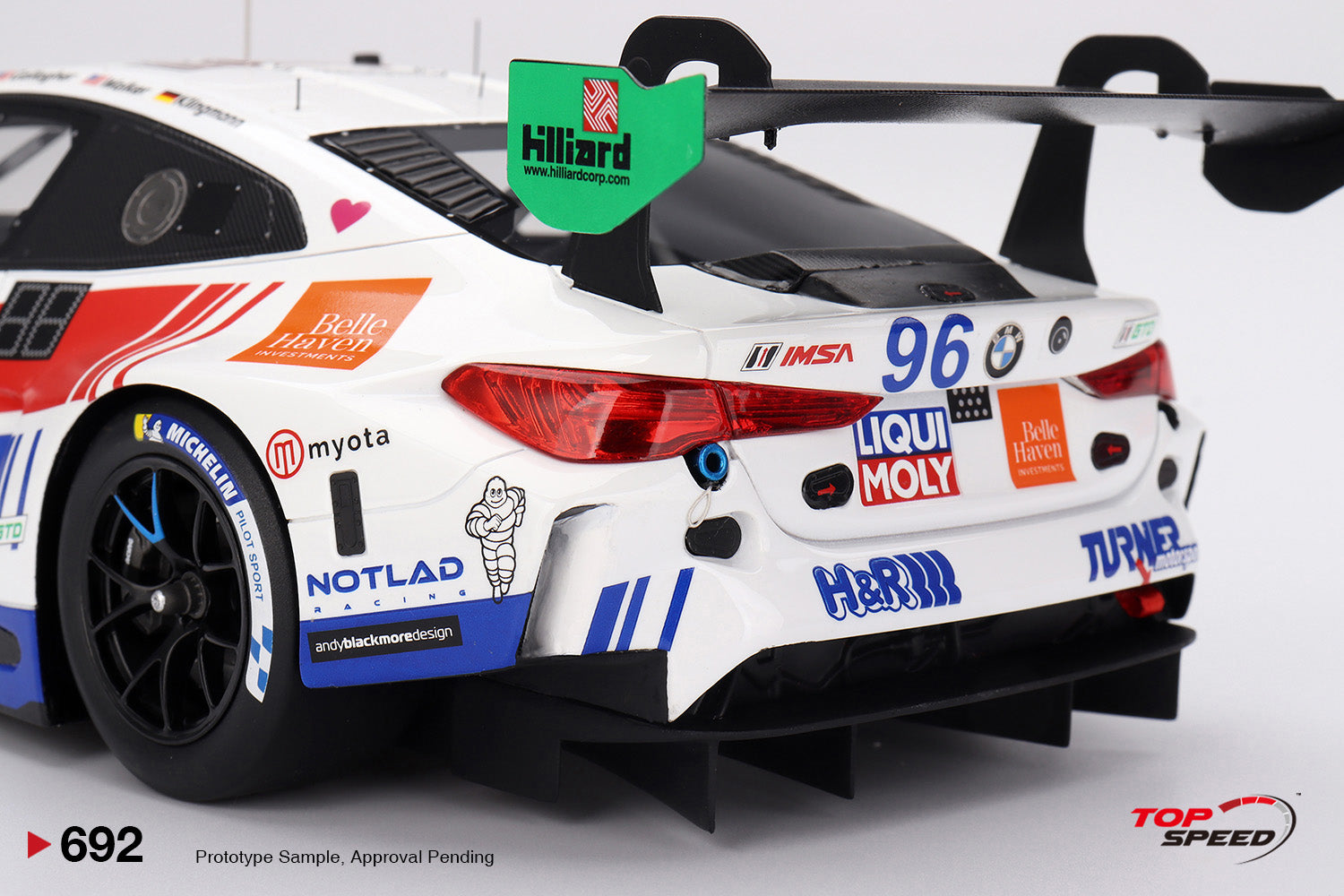 トップスピード 1/18  M4 GT3 EVO IMSA ケース付き‼️ 1/18 SCALE BMW M4 GT3 EVO PRESENTATION IMSA MODEL CAR BY TOP SPEED
