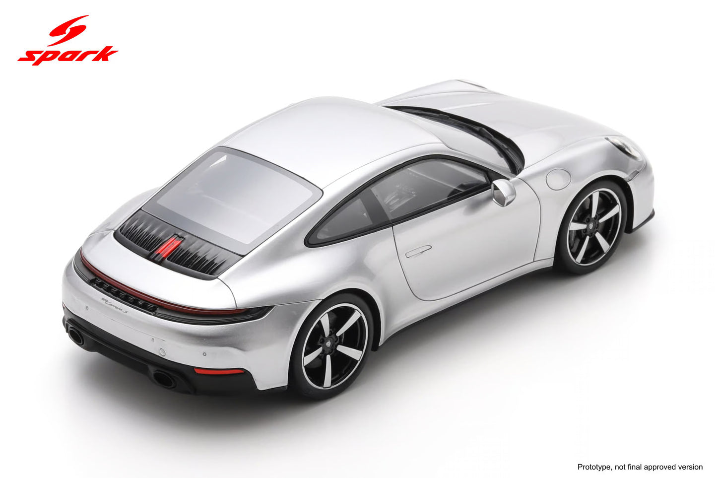 Spark-Model 2025 Porsche 911 (992.2) Carrera S GT Silver 1:18 WITH DISPLAY