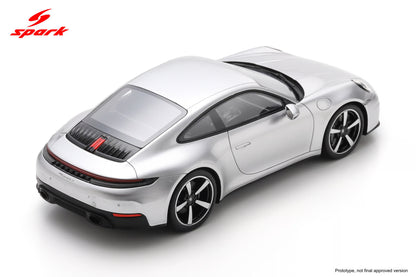 Spark-Model 2025 Porsche 911 (992.2) Carrera S GT Silver 1:18 WITH DISPLAY