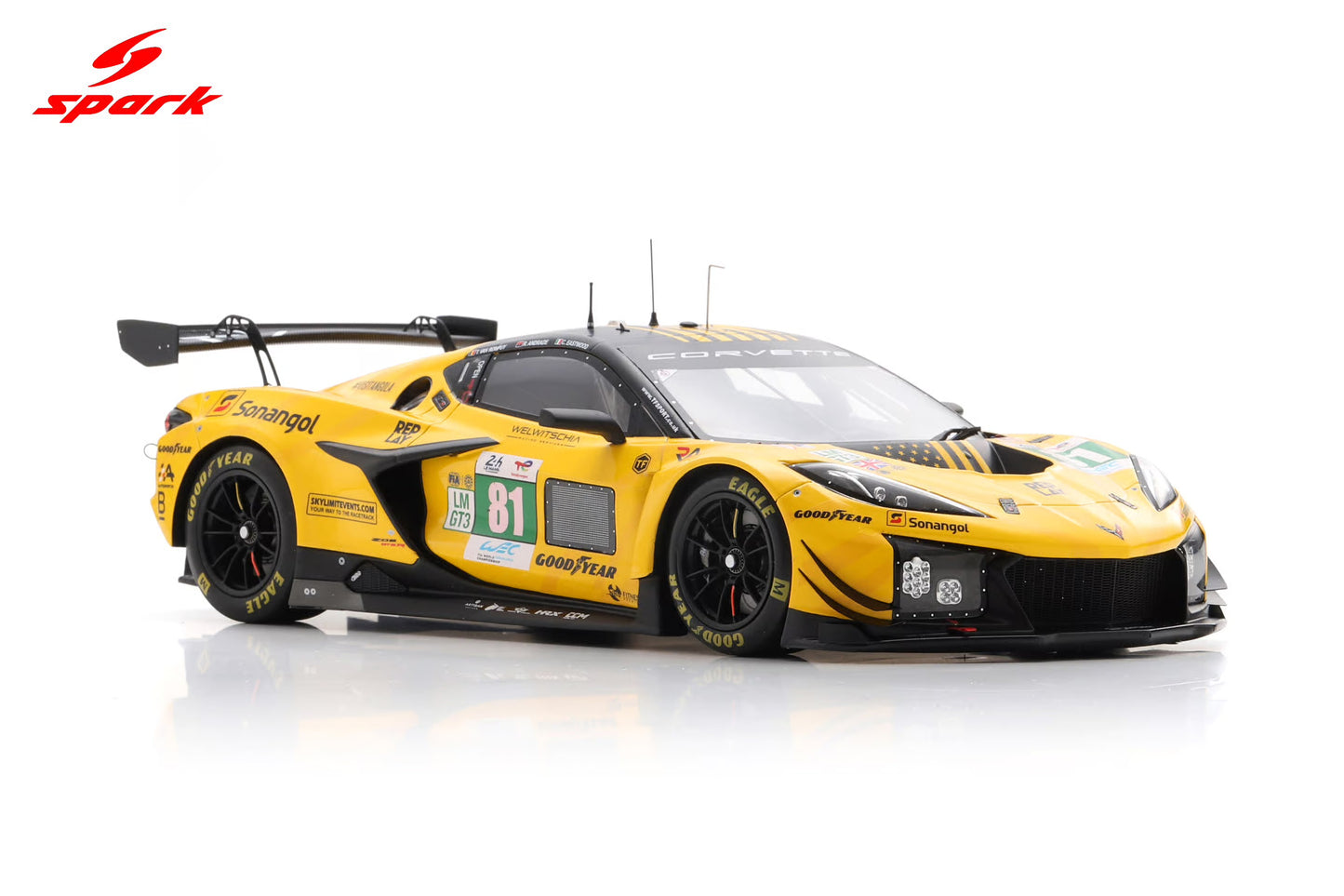 Spark Model Chevrolet Corvette C8 Z06 GT3.R #81 TF Sport 2025 IMSA Le Mans 24hrs 1:18 WITH DISPLAY