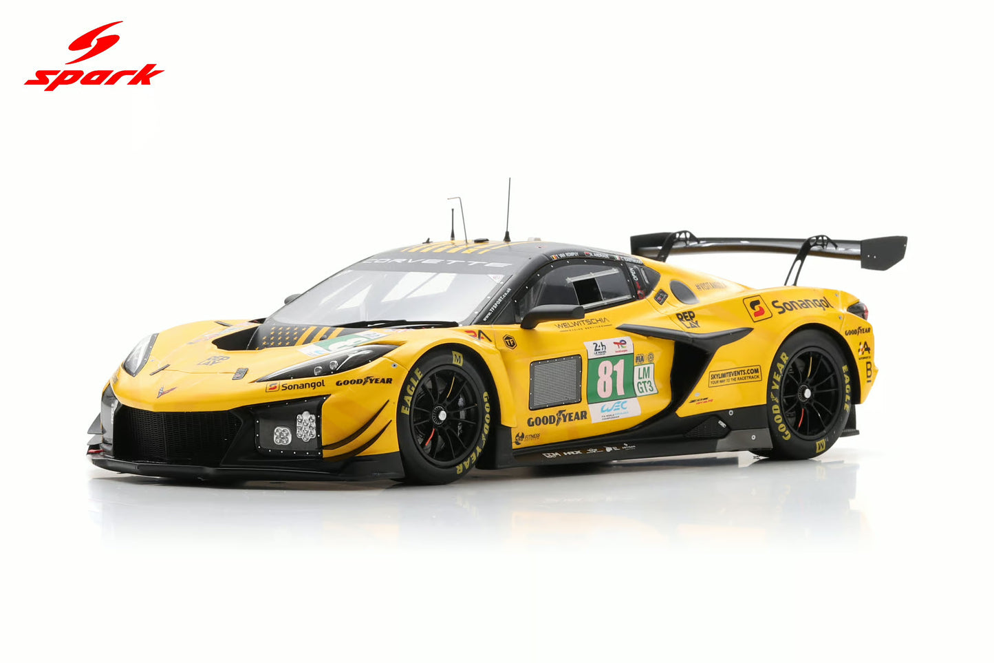 Spark Model Chevrolet Corvette C8 Z06 GT3.R #81 TF Sport 2025 IMSA Le Mans 24hrs 1:18 WITH DISPLAY