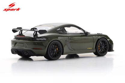 Spark-Model 2023 Porsche 718 Cayman GT4 RS w/ Weissach Package Nato Olive Green 1:18 WITH DISPLAY