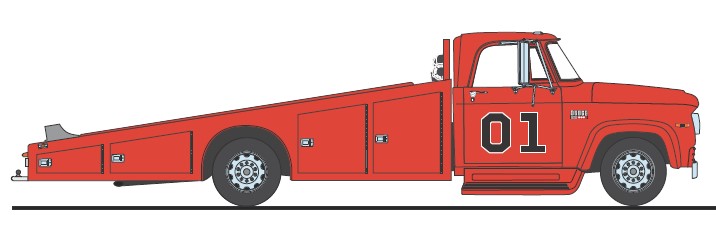 Acme 1970 Dodge D-300 Ramp Truck "The General" Orange 1:18