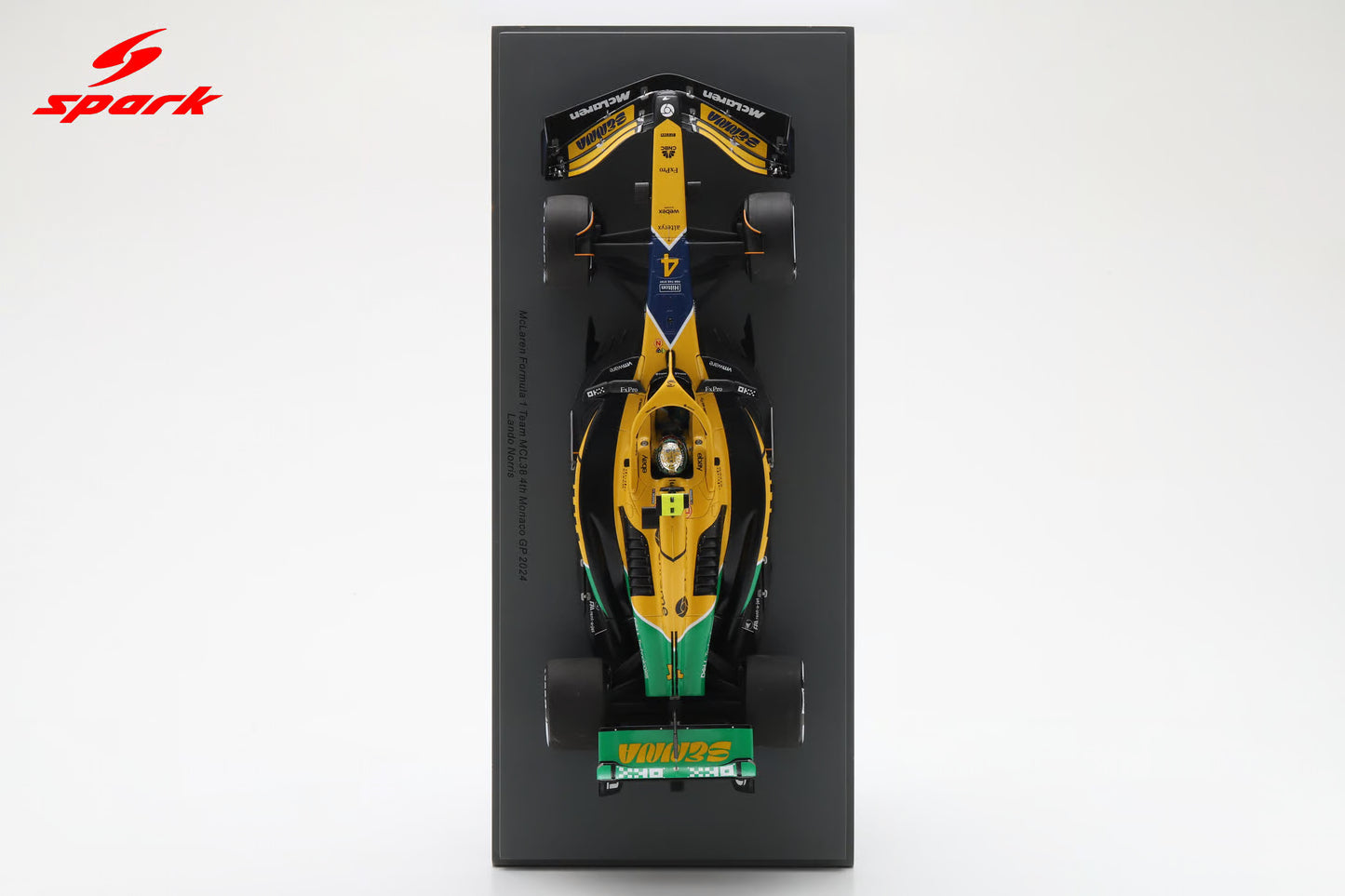 Spark-Model Mclaren F1 Team MCL38 Lando Norris 4th Monaco GP 2024 1:18